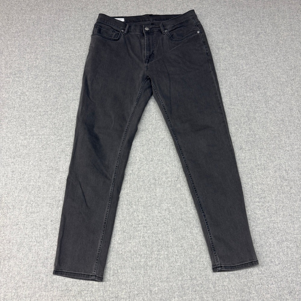 Zara Men Slim Fit Jeans Size 36 Black Faded Wash Denim 5-Pocket Casual Pants